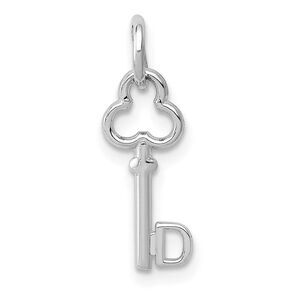14k White Gold, Hannah Collection, Mini Initial D Shamrock Key Charm